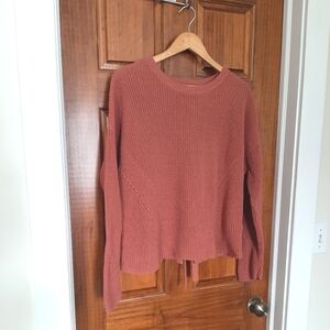 LUCKY BRAND Cozy Knit Lace up Sweater in Cotton mauve